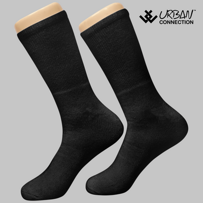 Urban Connection Men's Essential Basic Black Crew Socks