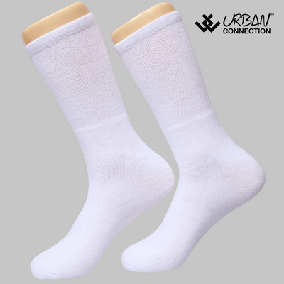 Urban Connection Men's Essential Basic White Crew Socks